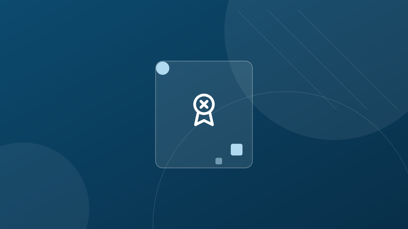 Grafik mit Abzeichen-Symbol und Kreuz: Titel und Preise sind kein Schutz.