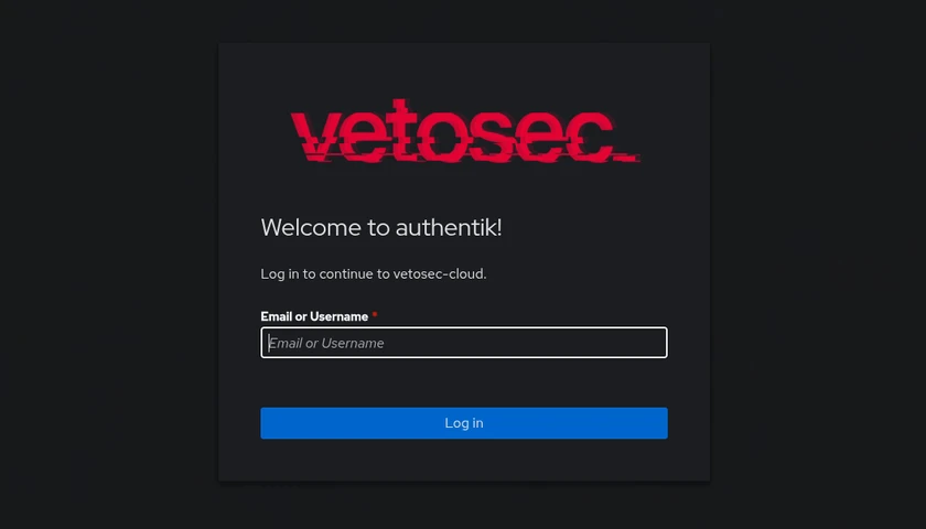 Anmeldeseite des Identity Providers mit vetosec-Logo